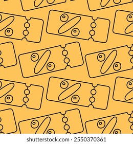 Seamless pattern with discount coupons in linear