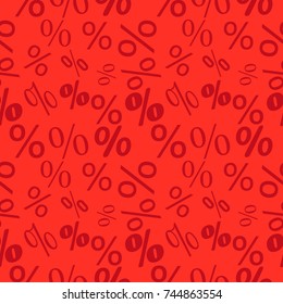 Seamless pattern discount signs on red background. Vector illustration