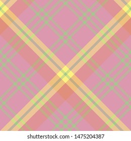 Seamless pattern in discreet light pink, green and yellow colors for plaid, fabric, textile, clothes, tablecloth and other things. Vector image. 2