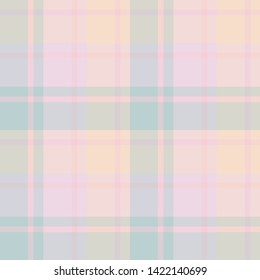 Seamless pattern in discreet pastel blue, pink and beige colors for plaid, fabric, textile, clothes, tablecloth and other things. Vector image. 