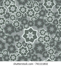 Seamless pattern. Disorderly arranged seven-leaf flowers.