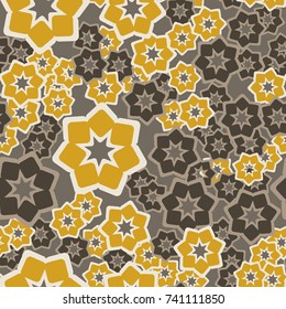 Seamless pattern. Disorderly arranged seven-leaf flowers.