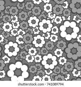Seamless pattern. Disorderly arranged seven-sided colored figures.