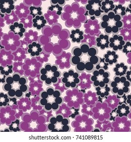 Seamless pattern. Disorderly arranged seven-sided colored figures.