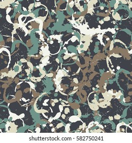 Seamless pattern. Disorderly blots. Spray paints. Grungy textiles. Coloring for children's clothing. Camouflage. Cartoon. Flat.