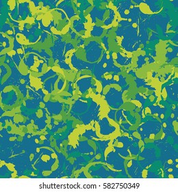 Seamless pattern. Disorderly blots. Spray paints. Grungy textiles. Coloring for children's clothing. Camouflage. Cartoon. Flat.