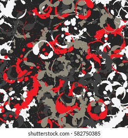 Seamless pattern. Disorderly blots. Spray paints. Grungy textiles. Coloring for children's clothing. Camouflage. Cartoon. Flat.