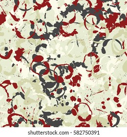 Seamless pattern. Disorderly blots. Spray paints. Grungy textiles. Coloring for children's clothing. Camouflage. Cartoon. Flat.