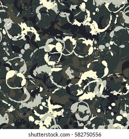 Seamless pattern. Disorderly blots. Spray paints. Grungy textiles. Coloring for children's clothing. Camouflage. Cartoon. Flat.