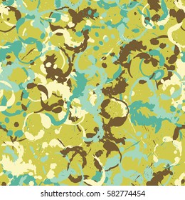 Seamless pattern. Disorderly blots. Spray paints. Grungy textiles. Coloring for children's clothing. Camouflage. Cartoon. Flat.