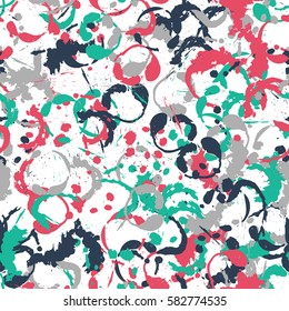Seamless pattern. Disorderly blots. Spray paints. Grungy textiles. Coloring for children's clothing. Camouflage. Cartoon. Flat.