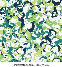 Seamless pattern. Disorderly blots. Spray paints. Grungy textiles. Coloring for children's clothing. Camouflage. Cartoon. Flat.