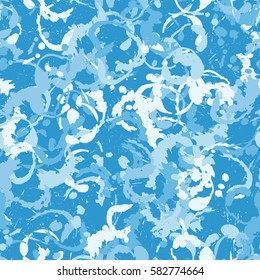 Seamless pattern. Disorderly blots. Spray paints. Grungy textiles. Coloring for children's clothing. Camouflage. Cartoon. Flat.