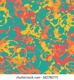Seamless pattern. Disorderly blots. Spray paints. Grungy textiles. Coloring for children's clothing. Camouflage. Cartoon. Flat.
