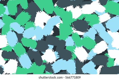  Nahtloses Muster. Ungeordnete Pinselstriche. Zufällige Stelle. Chaos der Farben. Mode-Tarnung