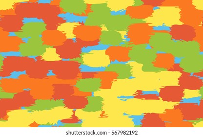 Seamless pattern. Disorderly brush strokes. Random spot. Chaos of colors. Fashion camouflage.