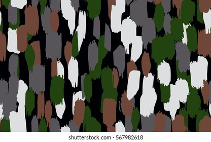 Seamless pattern. Disorderly brush strokes. Random spot. Chaos of colors. Fashion camouflage.