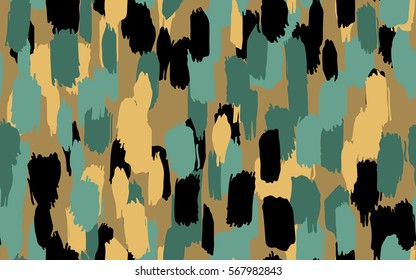 Seamless pattern. Disorderly brush strokes. Random spot. Chaos of colors. Fashion camouflage.