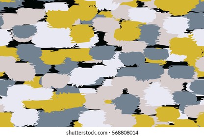 Seamless pattern. Disorderly brush strokes. Random spot. Chaos of colors. Fashion camouflage.