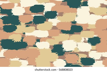 Seamless pattern. Disorderly brush strokes. Random spot. Chaos of colors. Fashion camouflage.