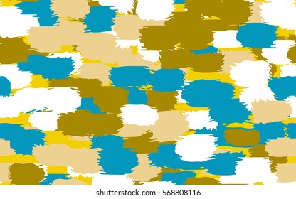 Seamless pattern. Disorderly brush strokes. Random spot. Chaos of colors. Fashion camouflage.