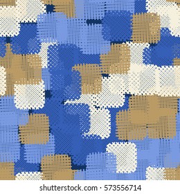 Seamless pattern. Disorderly patches. Chaos of colors. Fashion camouflage.