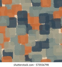 Seamless pattern. Disorderly patches. Chaos of colors. Fashion camouflage.
