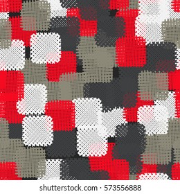 Seamless pattern. Disorderly patches. Chaos of colors. Fashion camouflage.