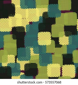 Seamless pattern. Disorderly patches. Chaos of colors. Fashion camouflage.