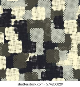 Seamless pattern. Disorderly patches. Chaos of colors. Fashion camouflage.