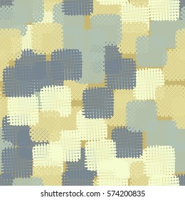 Seamless pattern. Disorderly patches. Chaos of colors. Fashion camouflage.