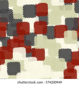 Seamless pattern. Disorderly patches. Chaos of colors. Fashion camouflage.
