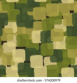 Seamless pattern. Disorderly patches. Chaos of colors. Fashion camouflage.