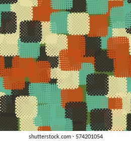 Seamless pattern. Disorderly patches. Chaos of colors. Fashion camouflage.