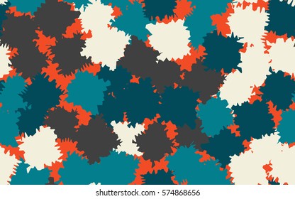 Seamless pattern. Disorderly patches. Chaos of colors. Fashion camouflage.