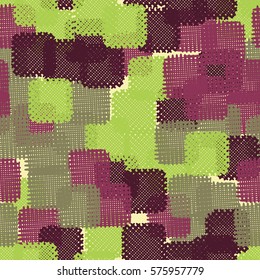 Seamless pattern. Disorderly patches. Chaos of colors. Fashion camouflage.