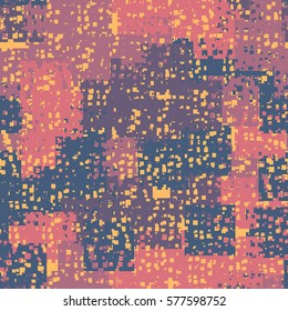 Seamless pattern. Disorderly patches. Perforated squares.  Chaos of colors. Fashion camouflage.