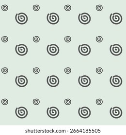 Seamless pattern displaying dark gray spirals on a light gray background. 