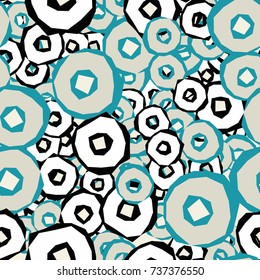 Seamless pattern. Distorted colored rings. Cheerful camouflage.
