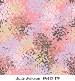 seamless pattern, distressed abstract flower 