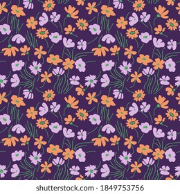 Seamless pattern with ditsy flowers