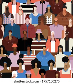 Seamless pattern of diversity people create from geometric Young, middle age, senior adult women's men's children's vector EPS10 ,Design for all graphic used