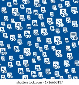 Seamless Pattern with Document Files Folders Icons. Different Business Media Files on Blue Background Isolated Flat Web Signs Vector Illustration