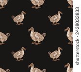 Seamless pattern with dodo extinct birds