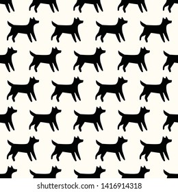 seamless pattern, dog art background design for fabric scarf and decor