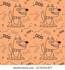 Seamless pattern with dog and bone. Template for printing on fabric. Vector illustration.