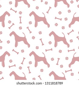 Seamless pattern with dog, bone, tennis ball. Friendship. Animal background.