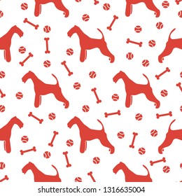 Seamless pattern with dog, bone, tennis ball. Friendship. Animal background.