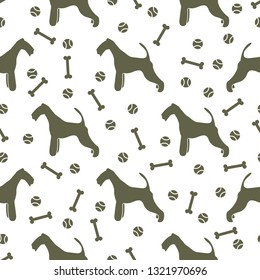 Seamless pattern with dog, bone, tennis ball. Friendship. Animal background.