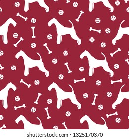 Seamless pattern with dog, bone, tennis ball. Friendship. Animal background.